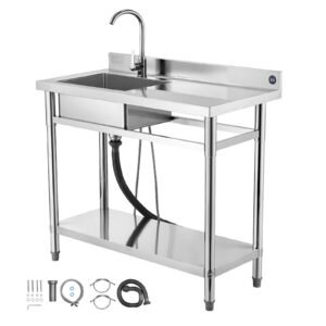stainless steel utility sink free standing single bowl commercial kitchen sink with faucet 394 x 197 x 37 in utility right basin with hot cold water pipe for garage restaurant laundry 1.jpg