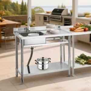 stainless steel utility sink free standing single bowl commercial kitchen sink with faucet 394 x 197 x 37 in utility right basin with hot cold water pipe for garage restaurant laundry 2.jpg