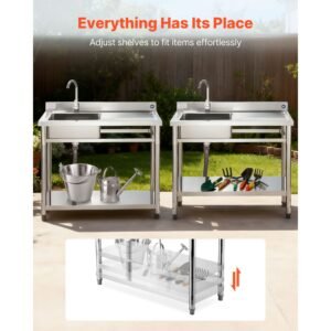 stainless steel utility sink free standing single bowl commercial kitchen sink with faucet 394 x 197 x 37 in utility right basin with hot cold water pipe for garage restaurant laundry 3.jpg