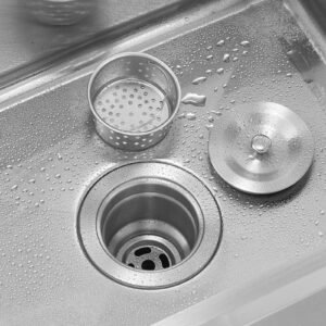 Stainless Steel Utility Sink, Free Standing Single Bowl Commercial Kitchen Sink with Faucet, 39.4 x 19.7 x 37 in, Utility Right Basin with Hot & Cold Water Pipe for Garage, Restaurant, Laundry