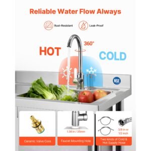 stainless steel utility sink rolling single bowl commercial kitchen sink with drawer faucet and hot cold water pipe utility basin for garage restaurant laundry 472 x 197 x 37 in 3.jpg