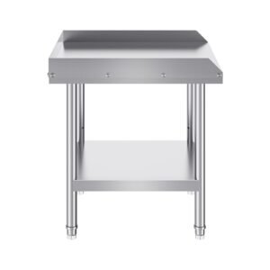 Stainless Steel Work Table, 24 x 24 x 26 Inch Commercial Food Prep Worktable, 3-Sided Backsplash Heavy Duty Prep Worktable, Metal Work Table with Adjustable Height for Restaurant Home Hotel