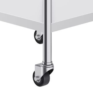 stainless steel work table 24 x 24 x 30 inch commercial food prep worktable with 4 wheels casters 3 sided backsplash heavy duty prep worktable metal work table for restaurant home hotel 4.jpg