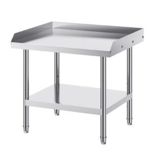 stainless steel work table 24 x 28 x 26 inch commercial food prep worktable 3 sided backsplash heavy duty prep worktable metal work table with adjustable height for restaurant home hotel.jpg