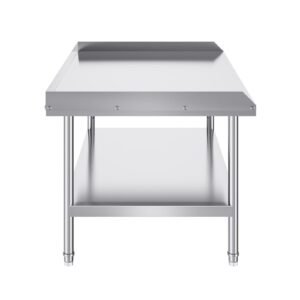 Stainless Steel Work Table, 30 x 48 x 26 Inch Commercial Food Prep Worktable, 3-Sided Backsplash Heavy Duty Prep Worktable, Metal Work Table with Adjustable Height for Restaurant Home Hotel