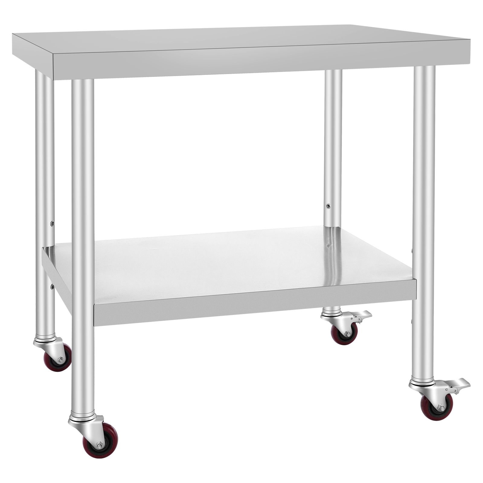 stainless steel work table 36 x 30 x 34 inch 700 lbs load capacity with 4 wheels 3 adjustable height levels heavy duty food prep worktable for commercial kitchen restaurant silver.jpg