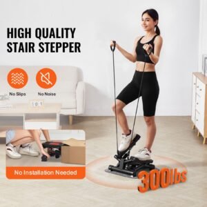 Stair Stepper, Mini Stepper for Exercise at Home, Hydraulic Fitness Twist Stepper with Resistance Bands, Full Body Workout Cardio Equipment, Stair Climber with LCD Monitor, 330LBS Load Capacity