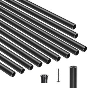 staircase balusters 101 pack 26 in aluminum stair balusters 34 inch water proof round metal spindle railing hollow deck railing with rail caps screws for stairs porch patio matte black.jpg