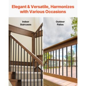 staircase balusters 101 pack 26 in aluminum stair balusters 34 inch water proof round metal spindle railing hollow deck railing with rail caps screws for stairs porch patio matte black 4.jpg