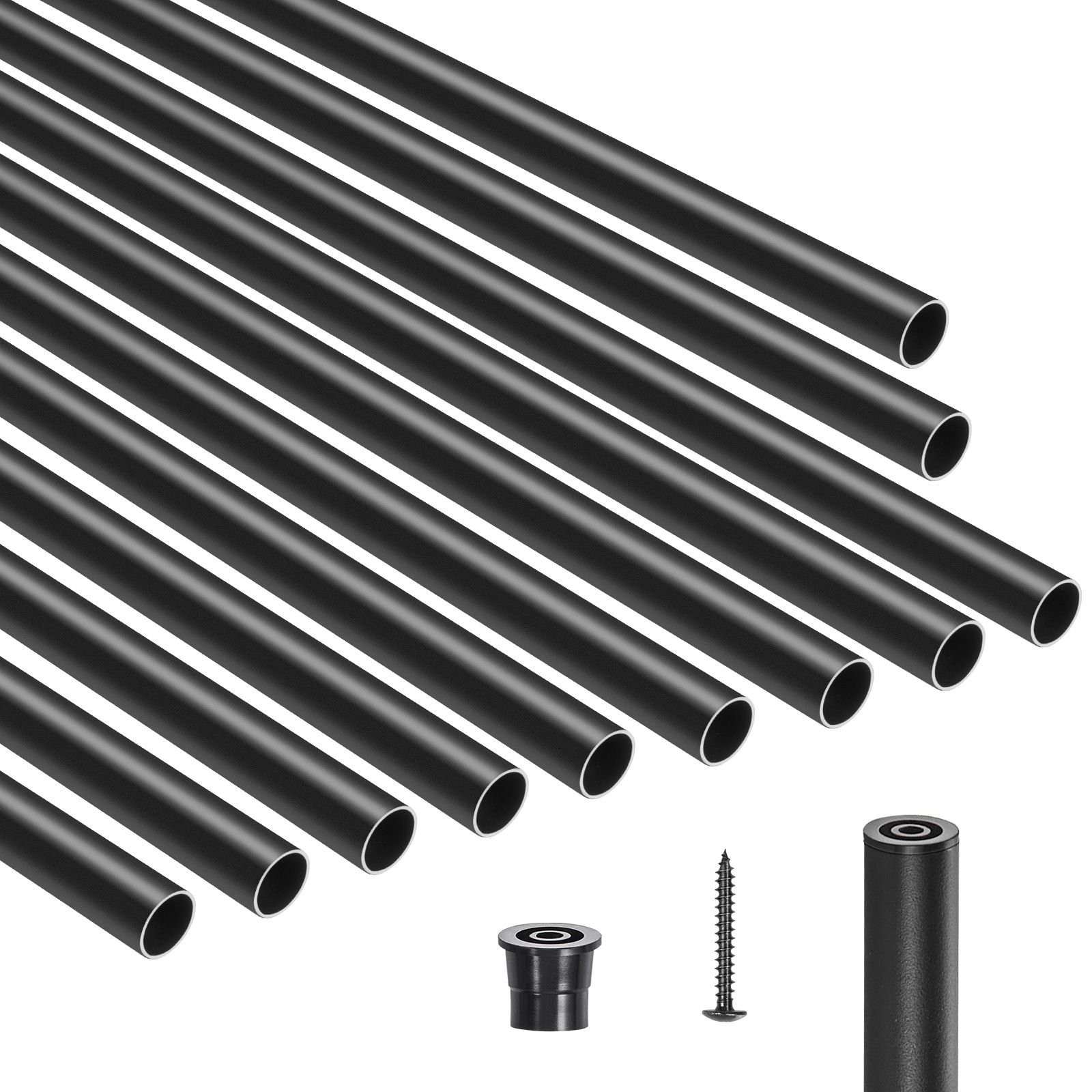staircase balusters 101 pack 26 in aluminum stair balusters 34 inch water proof round metal spindle railing hollow deck railing with rail caps screws for stairs porch patio matte black.jpg