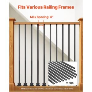 staircase balusters 11 pack 44 inch durable carbon steel stair balusters 05 inch indoor square metal spindle railing corrosion proof hollow deck railing with pre drilled holes matte black 3.jpg