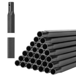 Staircase Balusters 31 Pack, 44 Inch Durable Carbon Steel Stair Balusters, 0.5 Inch Indoor Square Metal Spindle Railing, Corrosion-Proof Hollow Deck Railing with Pre-Drilled Holes, Matte Black