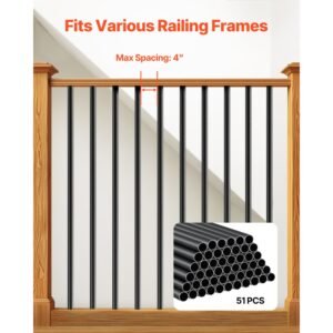 staircase balusters 51 pack 36 in aluminum stair balusters 34 in water proof round metal spindle railing hollow deck railing with rail caps screws for stairs porch patio fence black 3.jpg
