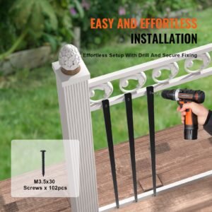 staircase metal balusters 3228 x 1 x 02 flat aluminum alloy decorative banister spindles 51 pack deck baluster with screws classic hollow deck railing satin black powder coated for porch 4.jpg