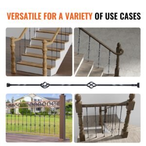 staircase metal balusters 44 x 12 galvanized steel decorative banister spindles 10 pack deck baluster with hollow double baskets spiral stair railing with shoes screws 5.jpg
