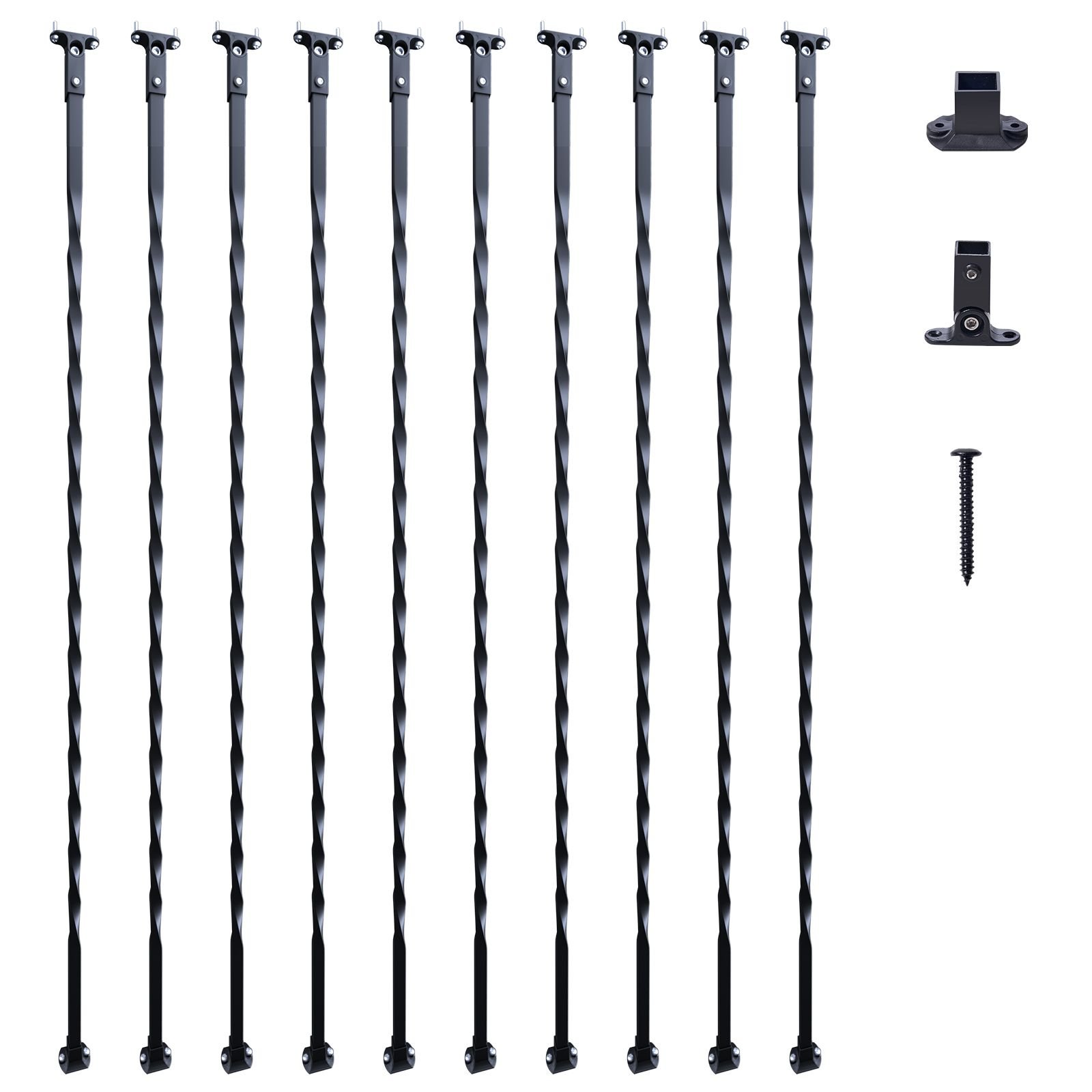 staircase metal balusters 44 x 12 galvanized steel decorative banister spindles 10 pack deck baluster with hollow twists satin black spiral stair railing with shoes screws.jpg