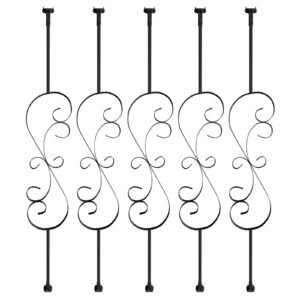 staircase metal balusters 44 x 12 galvanized steel decorative banister spindles 5 pack s shape deck baluster hollow satin black spiral stair railing with shoes screws 2.jpg