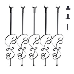 staircase metal balusters 44 x 12 galvanized steel decorative banister spindles 5 pack s shape deck baluster hollow satin black spiral stair railing with shoes screws.jpg