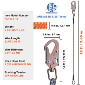 steel core flipline 12 x 12 arborist flipline flip line for tree climbing with alloy steel snap hook aluminum alloy carabiner and extra tool lanyard for arborist tree climbers 1.jpg