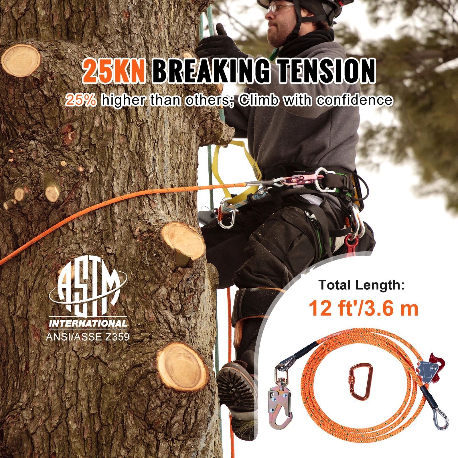 steel core flipline 12 x 12 arborist flipline flip line for tree climbing with alloy steel snap hook aluminum alloy carabiner and extra tool lanyard for arborist tree climbers.jpg