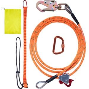 Steel Core flipline, 1/2" x 8' Arborist Flipline, Flip Line for Tree Climbing with Alloy Steel Snap Hook, Aluminum Alloy Carabiner and Extra Tool Lanyard, for Arborist, Tree Climbers