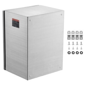 Steel Electrical Box, 16"x 12"x 10", 304 Stainless Steel Electrical Enclosure Box, Wall-Mounted Outdoor Electrical Electronic Equipment Enclosure with Mounting Plate Hinges Lock, IP66 Waterproof