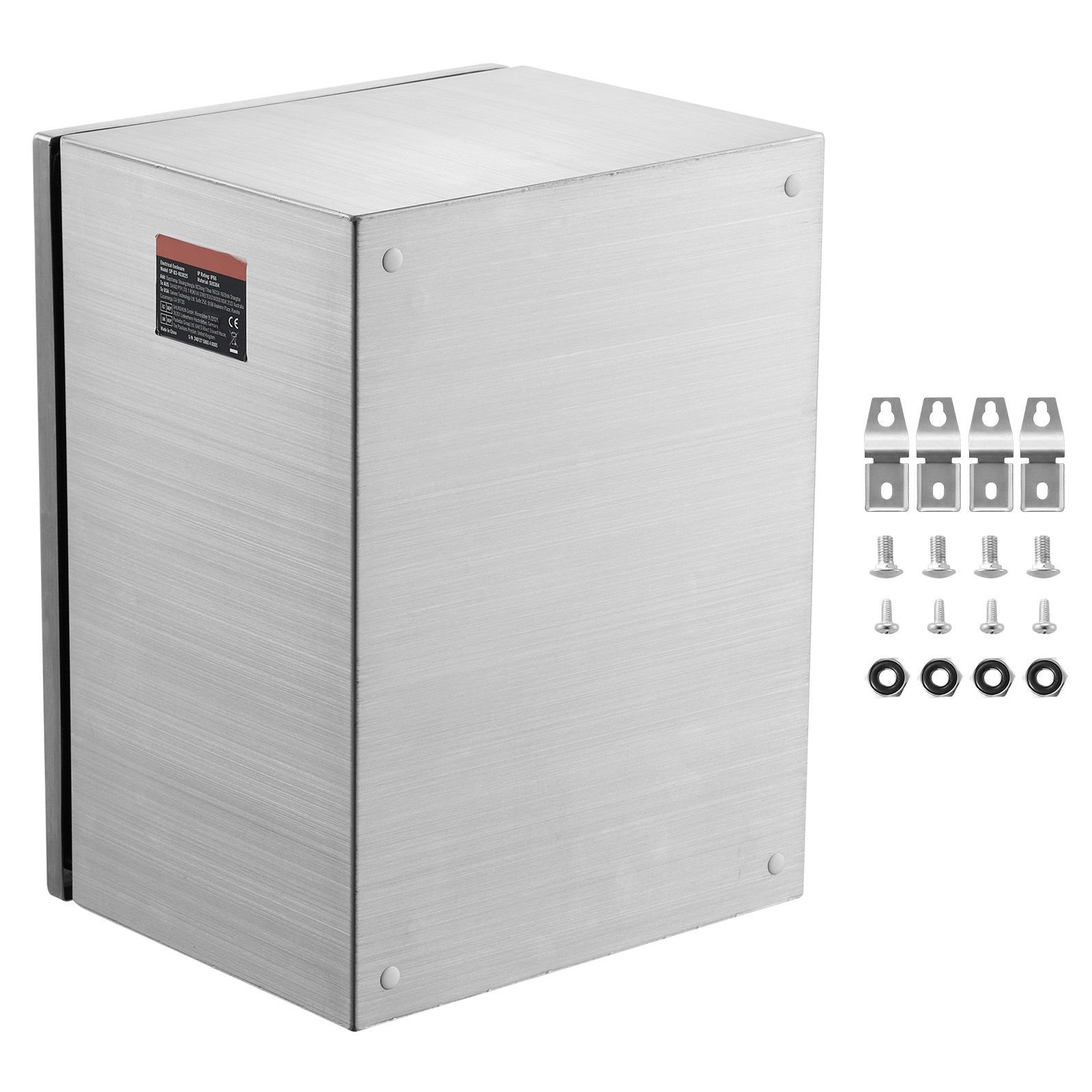 steel electrical box, 16"x 12"x 10", 304 stainless steel electrical enclosure box, wall mounted outdoor electrical electronic equipment enclosure with mounting plate hinges lock, ip66 waterproof