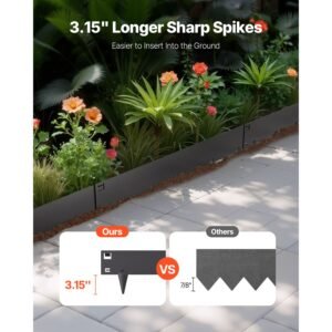 steel landscape edging 5 packs 39 x 5 in rust resistant metal landscape edging bendable garden edging border heavy duty lawn edging easy to install flower bed yard pathway divider black 1.jpg