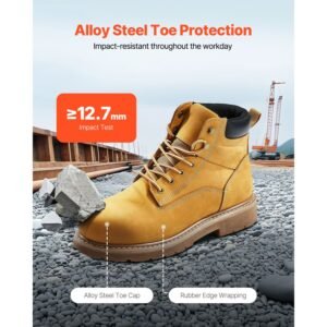 steel toe work boots us size 12 waterproof work boots for men slip resistant work boot lightweight and breathable rubber sole mens boots for industry construction brown yellow 2.jpg