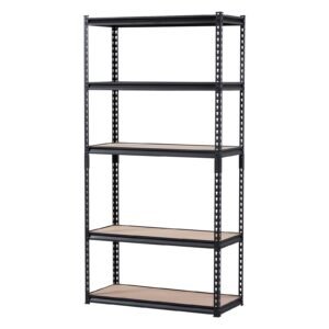 Storage Shelves, 2000 lbs, 5 Tier Garage Storage Shelving, 16" D x 36" W x 71.4" H Adjustable Metal Shelves for Garage Shelves Utility Rack Shelf, Ideal for Kitchen, Warehouse, Basement, Black