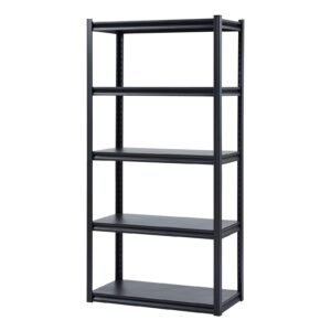 Storage Shelves, 2000 lbs, 5 Tier Garage Storage Shelving, 18" D x 36" W x 72" H Adjustable Metal Shelves for Garage Shelves Utility Rack Shelf, Ideal for Kitchen, Warehouse, Basement, Black