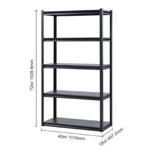 storage shelves 2000 lbs 5 tier garage storage shelving 18 d x 40 w x 72 h adjustable metal shelves for garage shelves utility rack shelf ideal for kitchen warehouse basement black 3.jpg