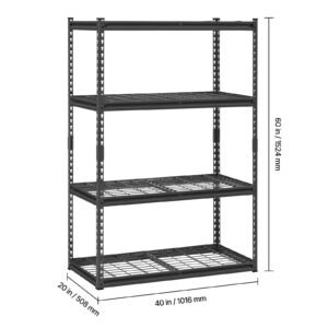 storage shelves 2400 lbs 4 tier heavy duty garage shelving 20 d x 40 w x 60 h adjustable metal shelves for industrial shelving unit utility shelf for kitchen warehouse basement black 4.jpg