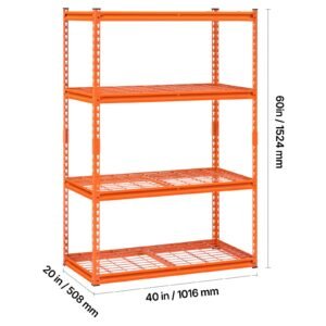 storage shelves 2400 lbs 4 tier heavy duty garage shelving 20 d x 40 w x 60 h adjustable metal shelves for industrial shelving unit utility shelf for kitchen warehouse basement orange 5.jpg