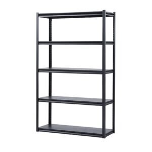 Storage Shelves, 3000 lbs, 5 Tier Garage Storage Shelving, 18" D x 48" W x 78" H Adjustable Metal Shelves for Garage Shelves Utility Rack Shelf, Ideal for Kitchen, Warehouse, Basement, Black