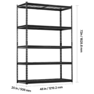 storage shelves 3000 lbs 5 tier heavy duty garage shelving 20 d x 48 w x 72 h adjustable metal shelves for industrial shelving unit utility shelf for kitchen warehouse basement black 4.jpg