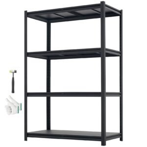 Storage Shelves, 4-Tier Adjustable, 2400 lbs Capacity, Heavy Duty Garage Storage Shelving Unit, Metal Utility Rack Shelf, for Garage Workshop Warehouse Basement, 40.55" W x 20.55" D x 60.2" H