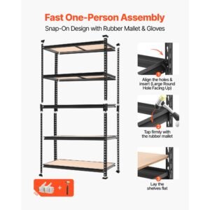 storage shelves, 5 tier adjustable, 2500 lbs capacity, heavy duty garage storage shelving unit, metal utility rack shelf, for garage warehouse basement kitchen, 40.35" w x 20.35" d x 71.38" h