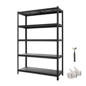 Storage Shelves, 5-Tier Adjustable, 2500 lbs Capacity, Heavy Duty Garage Storage Shelving Unit, Metal Utility Rack Shelf, for Garage Warehouse Basement Kitchen, 48.43" W x 18.31" D x 71.38" H