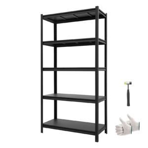Storage Shelves, 5-Tier Adjustable, 3000 lbs Capacity, Heavy Duty Garage Storage Shelving Unit, Metal Utility Rack Shelf, for Garage Warehouse Basement Kitchen, 36.42" W x 16.42" D x 71.38" H