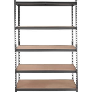 Storage Shelving Unit, 5-Tier Adjustable, 2000 lbs Capacity, Heavy Duty Garage Shelves Metal Organizer Utility Rack, Black, 18" D x 48" W x 72" H for Kitchen Pantry Basement Bathroom Laundry