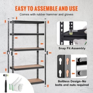 storage shelving unit 5 tier adjustable 2000 lbs capacity heavy duty garage shelves metal organizer utility rack black 30 l x 12 w x 60 h for kitchen pantry basement bathroom laundry 2.jpg