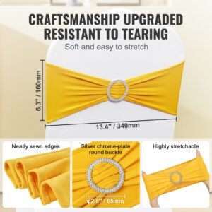stretch spandex chair sashes chair slipcover and stretch chair sash with round buckle elastic chair bands fitting wedding holiday banquet party chair decoration 100 pcs golden yellow 2.jpg