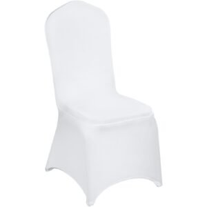 Stretch Spandex Folding Chair Covers, Universal Fitted Chair Cover, Removable Washable Protective Slipcovers, for Wedding, Holiday, Banquet, Party, Celebration, Dining (150PCS White)