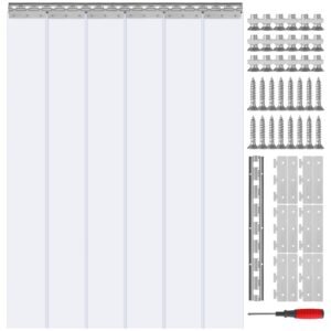 Strip Curtain, 84" Height x 38" Width, 0.08" Thickness, 6PCS Clear PVC Strip Door Curtain, Freezer Curtain, Plastic Door Strips for Walk in Freezers, Coolers & Warehouse Doors, with 50% Overlap