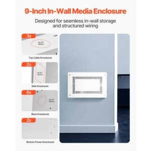 structured media enclosure 9 inch recessed in wall media box with cover wall mount cable management box kit structured wiring multi media cabinet cold rolled steel for tv home theater 3.jpg