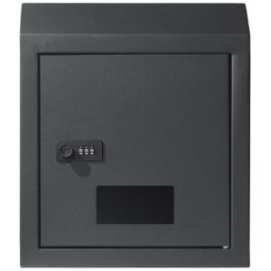 Sturdy Metal Key Locker, Combo Lock, Mountable on Wall, 12'', Charcoal Gray, Ensures Safe Keeping of Mail and Keys
