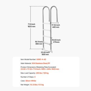 swimming pool ladder 4 step double handrails stairs with non slip heavy duty steps stainless steel load capacity 265 lbs for 54 in inground pools with mounted deck board indoor outdoor 3.jpg