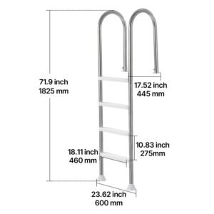 swimming pool ladder 4 step double handrails stairs with non slip heavy duty steps stainless steel load capacity 265 lbs for 54 in inground pools with mounted deck board indoor outdoor 4.jpg