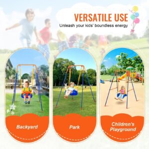 swing sets for backyard 3 in 1 toddler swing set with 4 sandbags foldable metal stand easy to assemble swingset indooroutdoor for kids 3 6 years youth 6 10 years and teenagers 10 5.jpg